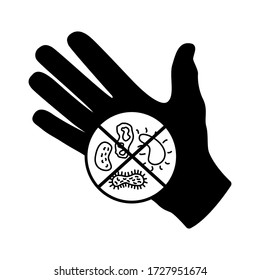Hygiene icon. The icon as hand and bacteria. Vector illustrations. Bacteria and Viruses Icon, isolated on white background, Vector illustration.