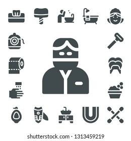 hygiene icon set. 17 filled hygiene icons.  Simple modern icons about  - Tissue, Dental floss, Toilet paper, Dentist, WASHING HANDS, Razor, Dental, Washbowl, Urinal, Dental implant