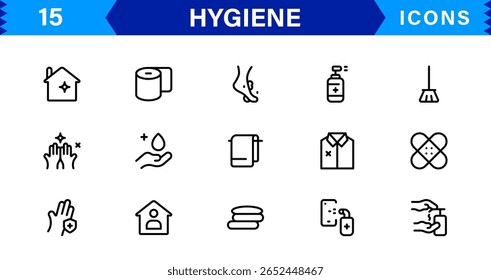 Hygiene Icon Set – Clean, Modern, and Professional Vectors Focused on Personal Care, Health, Sanitation, and Wellness