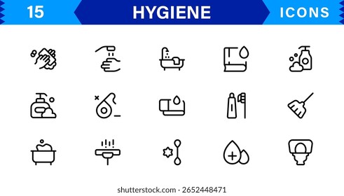 Hygiene Icon Set – Clean, Modern, and Professional Vectors Focused on Personal Care, Health, Sanitation, and Wellness