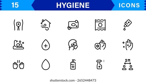 Hygiene Icon Set – Clean, Modern, and Professional Vectors Focused on Personal Care, Health, Sanitation, and Wellness