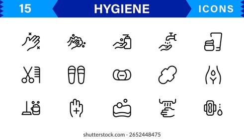 Hygiene Icon Set – Clean, Modern, and Professional Vectors Focused on Personal Care, Health, Sanitation, and Wellness