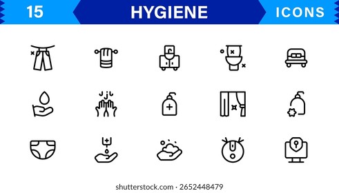 Hygiene Icon Set – Clean, Modern, and Professional Vectors Focused on Personal Care, Health, Sanitation, and Wellness