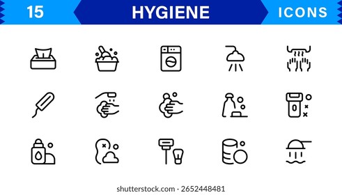 Hygiene Icon Set – Clean, Modern, and Professional Vectors Focused on Personal Care, Health, Sanitation, and Wellness