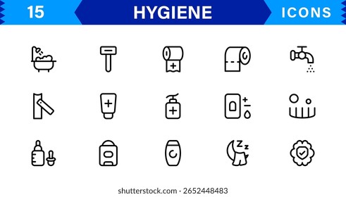 Hygiene Icon Set – Clean, Modern, and Professional Vectors Focused on Personal Care, Health, Sanitation, and Wellness