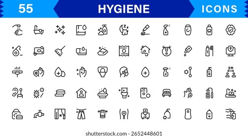 Hygiene Icon Set – Clean, Modern, and Professional Vectors Focused on Personal Care, Health, Sanitation, and Wellness