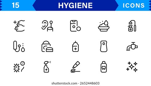 Hygiene Icon Set – Clean, Modern, and Professional Vectors Focused on Personal Care, Health, Sanitation, and Wellness
