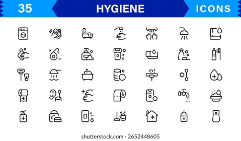 Hygiene Icon Set – Clean, Modern, and Professional Vectors Focused on Personal Care, Health, Sanitation, and Wellness