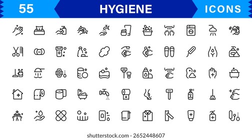 Hygiene Icon Set – Clean, Modern, and Professional Vectors Focused on Personal Care, Health, Sanitation, and Wellness