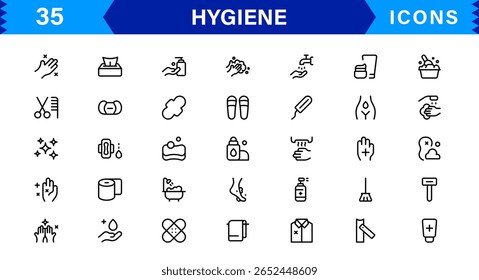 Hygiene Icon Set – Clean, Modern, and Professional Vectors Focused on Personal Care, Health, Sanitation, and Wellness