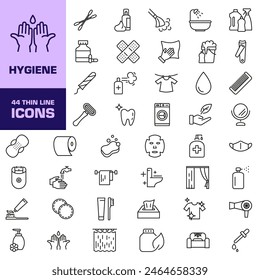 Hygiene icon set. Linear style.