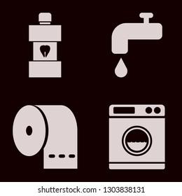 hygiene icon set with toilet paper, washer and water tap vector illustration