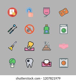 hygiene icon set. vector set about tooth, poop, washing machine and bombs icons set.