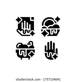 Hygiene icon set with Washing, Washing Hands, Bathtub And Hand Wash, Vector Illustrations.