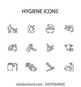 Hygiene icon set.vector.Editable stroke.linear style sign for use web design,logo.Symbol illustration.