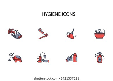 Icono de higiene set.vector.Acto editable.Signo de estilo lineal para uso de diseño web,logotipo.Ilustración de símbolo.