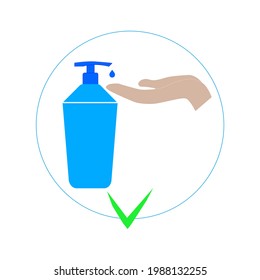 Hygiene icon. Vector icon of hand washing and antibacterial soap, use of antiseptics and sanitation. Wash your hands with soap and water.