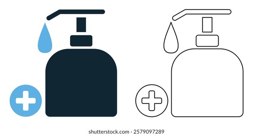 hygiene icon vector, healthcare, hand washing, disinfecting, bacteria prevention, and hygiene pictogram symbol ui and ux design, glyphs and stroke line