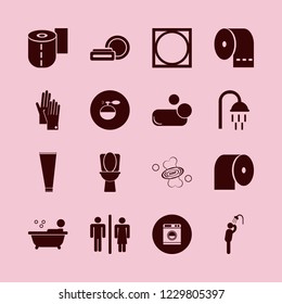 hygiene icon. hygiene vector icons set toilet paper, gloves, toilet and cologne spray
