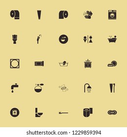 hygiene icon. hygiene vector icons set man has shower, wash hands, toilet paper and cream tube