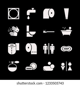 hygiene icon. hygiene vector icons set toilet paper, person in bath, cosmetic cream and water tap