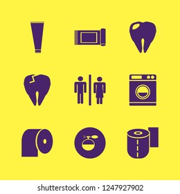 hygiene icon. hygiene vector icons set wc, cream tube, tooth broke and carpet