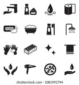 Hygiene Icons. Black Flat Design. Vector Illustration. 