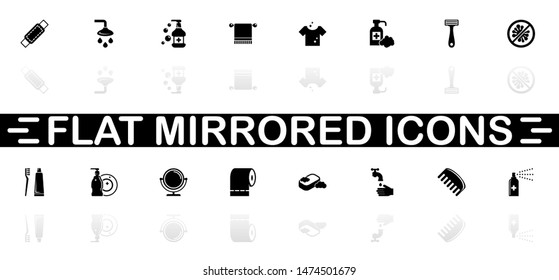 Hygiene icons - Black symbol on white background. Simple illustration. Flat Vector Icon. Mirror Reflection Shadow. Can be used in logo, web, mobile and UI UX project.