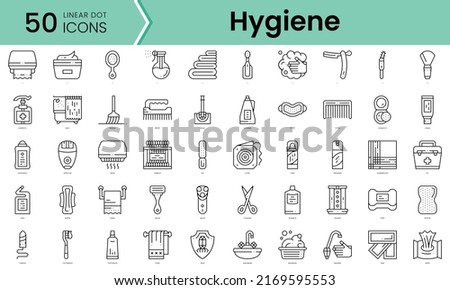 hygiene Icons bundle. Linear dot style Icons. Vector illustration