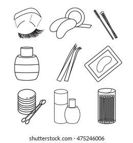 hygiene icons. eyelash Vector Art. Picture lash extensions signs. eye patches. tweezers
