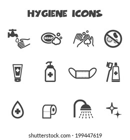 hygiene icons, mono vector symbols