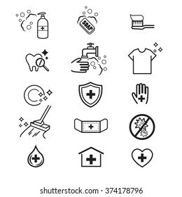 hygiene icons set
