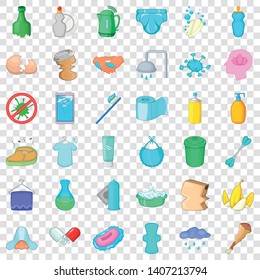 Hygiene icons set. Cartoon style of 36 hygiene vector icons for web for any design