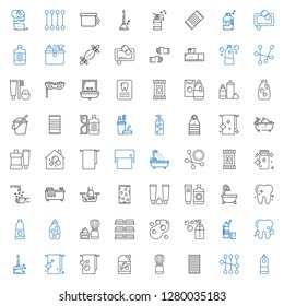 hygiene icons set. Collection of hygiene with detergent, cotton swab, towel, shaving brush, wiping, tooth, soap, towels, bathtub, sun cream. Editable and scalable hygiene icons.
