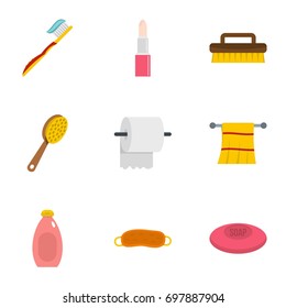 Hygiene icons set. Flat set of 9 hygiene vector icons for web isolated on white background