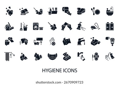 hygiene icons set isolated on White Background Flat style design