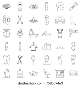 Hygiene icons set. Outline style of 36 hygiene vector icons for web isolated on white background