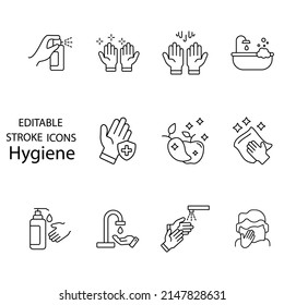 Hygiene icons set . Hygiene pack symbol vector elements for infographic web
