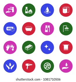 Hygiene Icons. White Flat Design In Circle. Vector Illustration. 