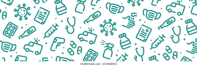 Hygiene And Infectious Disease Icon Pattern Background Wide Banner