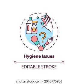 Hygiene issues concept icon. Prosthesis replacement condition idea thin line illustration. Skin irritations prevention. Personal hygiene. Vector isolated outline RGB color drawing. Editable stroke