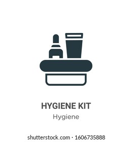 Hygiene Kit Glyph Icon Vector On White Background. Flat Vector Hygiene Kit Icon Symbol Sign From Modern Hygiene Collection For Mobile Concept And Web Apps Design.