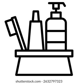 hygiene kit icon Black and white outline vector