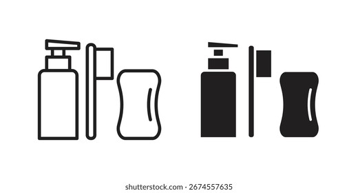 Icono de kit de higiene en estilo de moda plano y forro para diseños de IU App