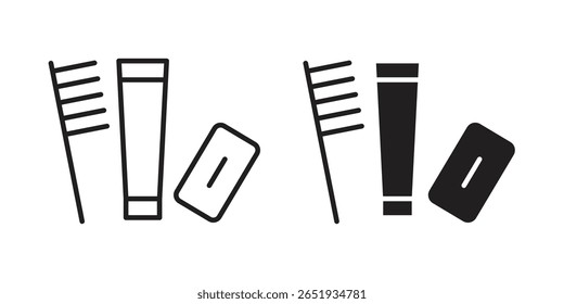 Icono de kit de higiene. Versiones planas y de trazo. Elementos gráficos.