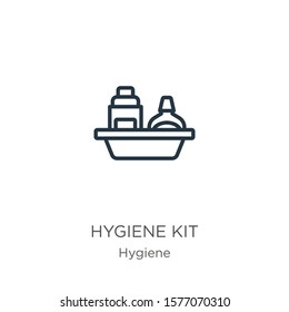 Hygiene Kit Icon. Thin Linear Hygiene Kit Outline Icon Isolated On White Background From Hygiene Collection. Line Vector Sign, Symbol For Web And Mobile