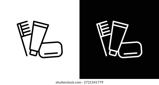 Icono del kit de higiene en estilo lineal delgado de trazo de moda.