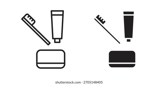 ícone do kit de higiene vetor moderno planos e traçados