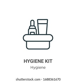 Hygiene Kit Outline Vector Icon. Thin Line Black Hygiene Kit Icon, Flat Vector Simple Element Illustration From Editable Hygiene Concept Isolated Stroke On White Background