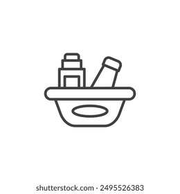 Hygiene kit outlined icon isolated on white background